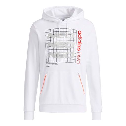 adidas neo M Ss Nn Hdy 2 Casual Sports Printing Loose hooded Pullover White GV3526