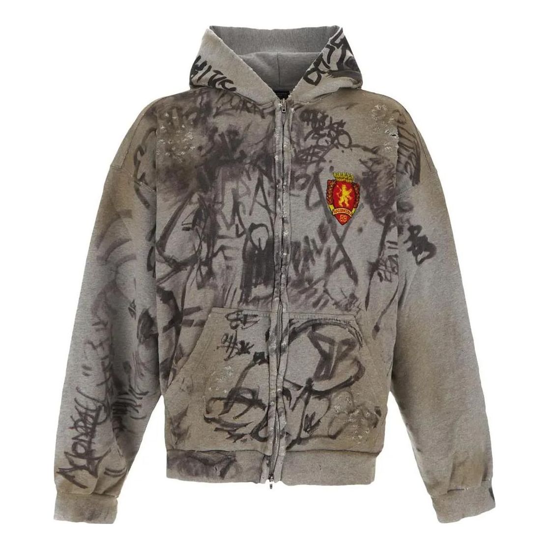 Balenciaga Scribbled Medium Fit Hoodie 'Grey' 744457TOVA81300