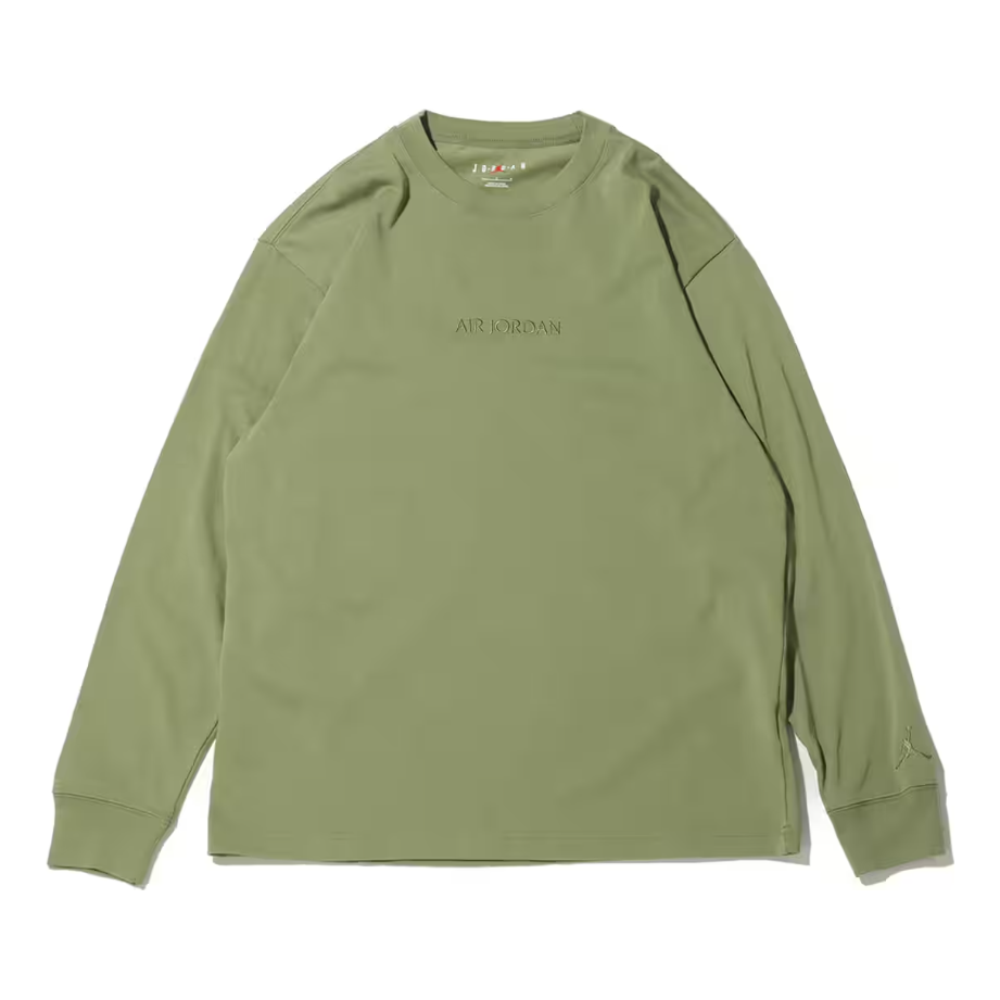 Air Jordan Wordmark Long Sleeve Shirt Asia Sizing 'Sky J Light Olive' FJ0703-340