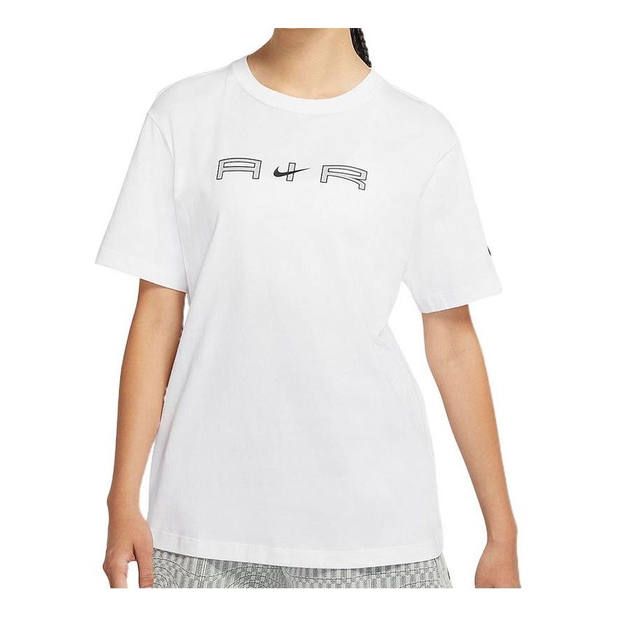(WMNS) Nike AIR Reflective Alphabet Round Neck Sports Short Sleeve White T-Shirt DD5432-100