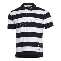 Nike Sportswear Swoosh Stripe Short Sleeve polo Black White  CJ4910-011