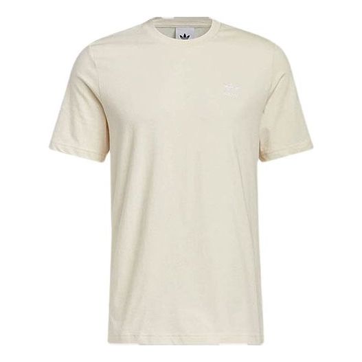 Men's adidas originals Solid Color Logo Athleisure Casual Sports Round Neck Short Sleeve Creamy White T-Shirt HN0995