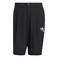 Men's adidas originals Y2K Shorts 2 Solid Color Logo Pattern Straight Sports Black HM8037