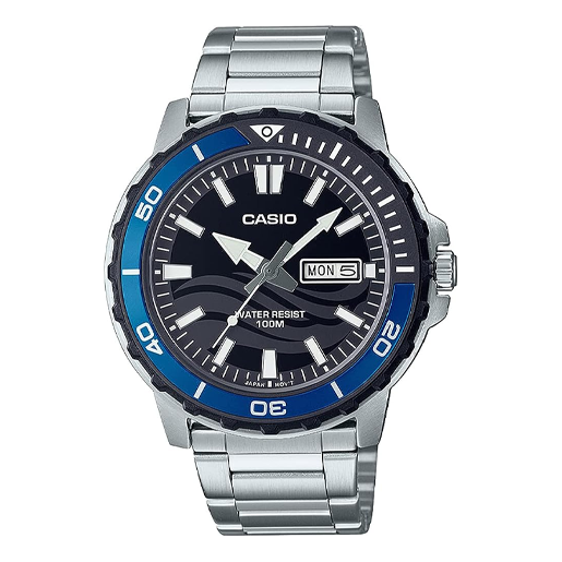 CASIO Analog 'Silver Blue' MTD-125D-1A2VDF