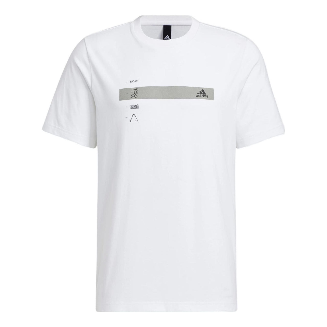 Men's adidas Stripe Printing Round Neck Pullover Casual Short Sleeve White T-Shirt HM5151