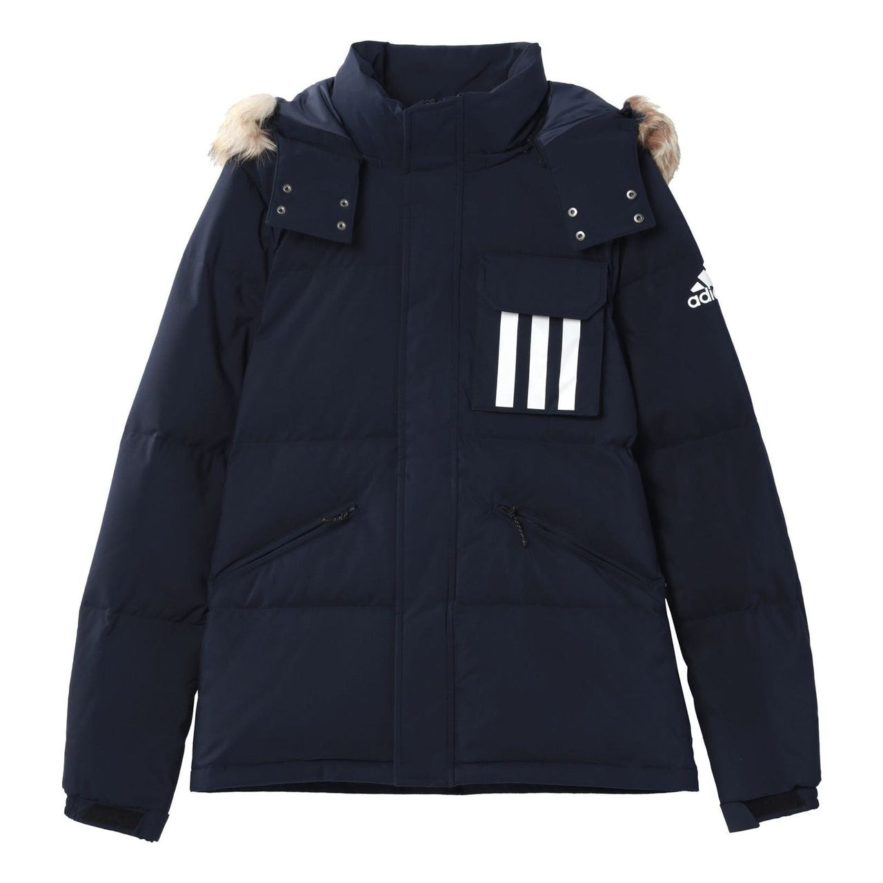 adidas DOWN PUFFA 3STR Outdoor hooded down Jacket Blue GE9928