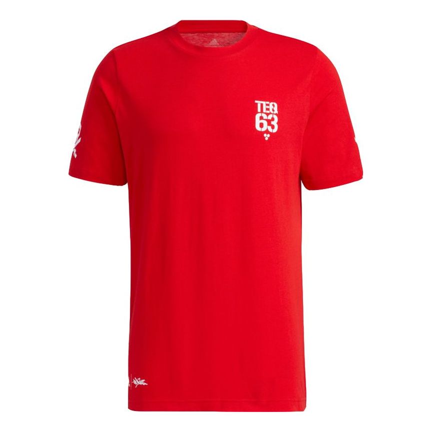 adidas Basketball Sports Printing Pattern Knit Short Sleeve Red GP4018