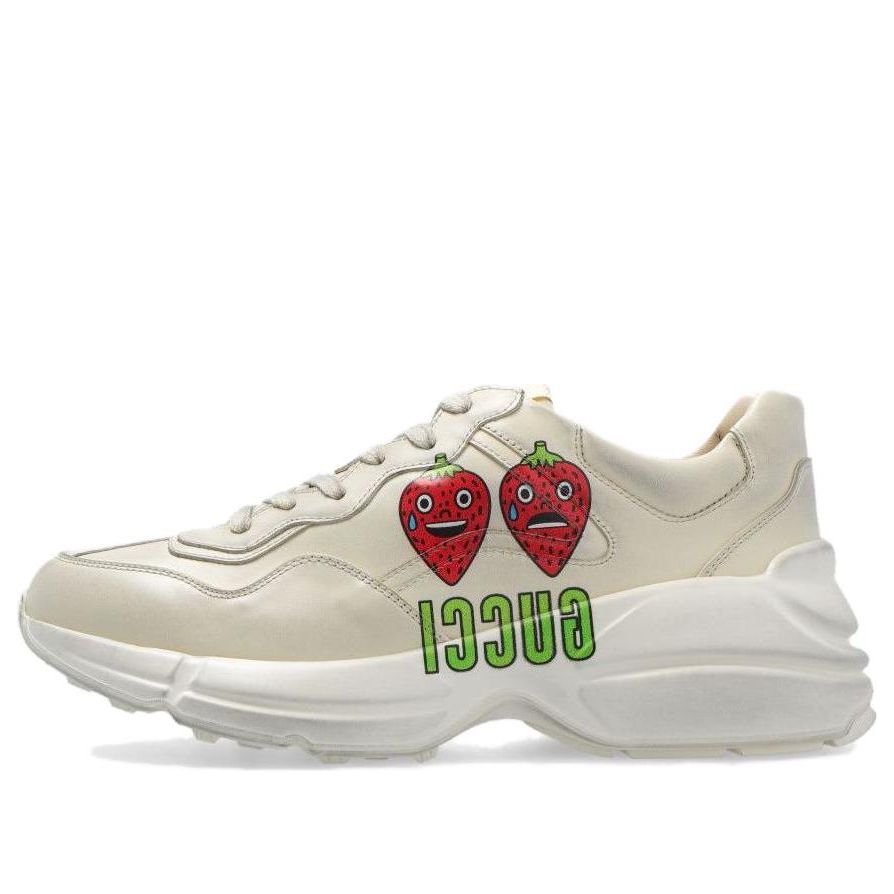 (WMNS) Gucci Rhyton Sneaker With Strawberry Print 'Ivory White' 703814-DRW00-9522