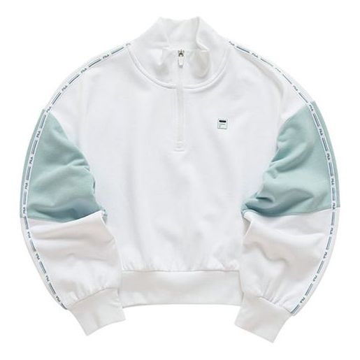 (WMNS) Fila Sports Contrasting Colors Stand Collar Pullover Half Zipper Hoodie White T11W043205F-WT