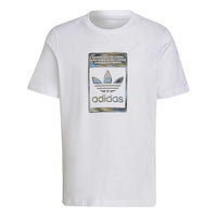adidas originals Camo Infill Tee Retro Logo Sports Round Neck Short Sleeve White H13500
