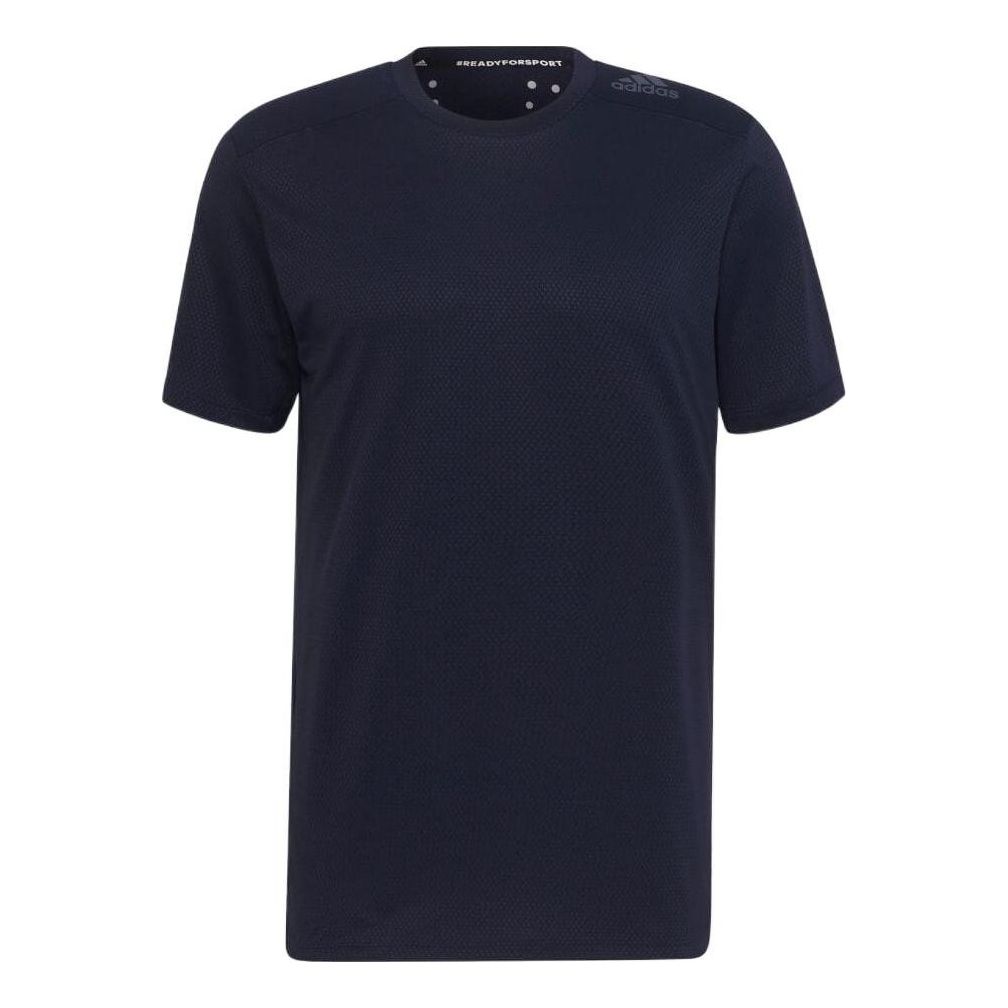 adidas Casual Logo Solid Color Round Neck Short Sleeve Navy Blue HC4228