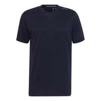 adidas Casual Logo Solid Color Round Neck Short Sleeve Navy Blue HC4228