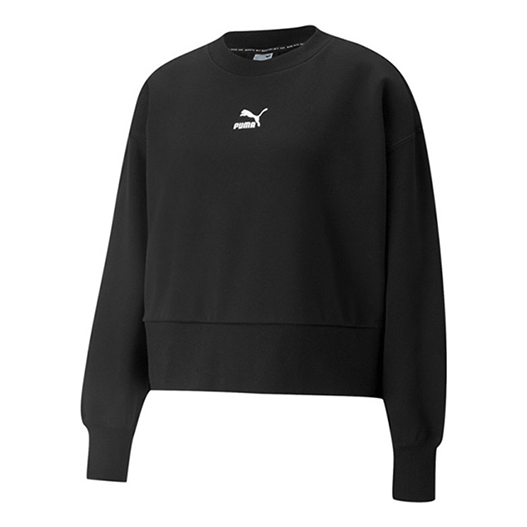 (WMNS) PUMA Classics Puff Sleeve Crew Neck Sweatshirt 'Black' 534370-01