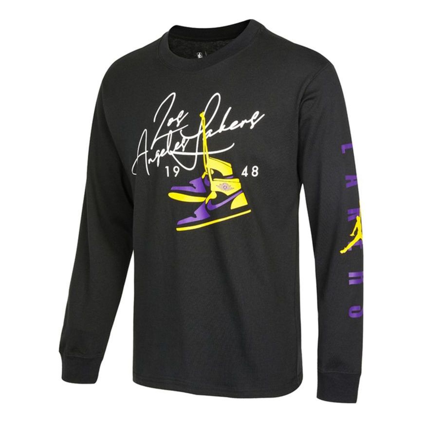 Men's Nike Lal Nk Cts Jdn Stmt Ls Te Shoes Printing Sports Round Neck Long Sleeves Black T-Shirt DA6533-010