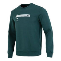 adidas Alphabet Pattern Pullover Round Neck Long Sleeves Hoodie Men's Green HN9022