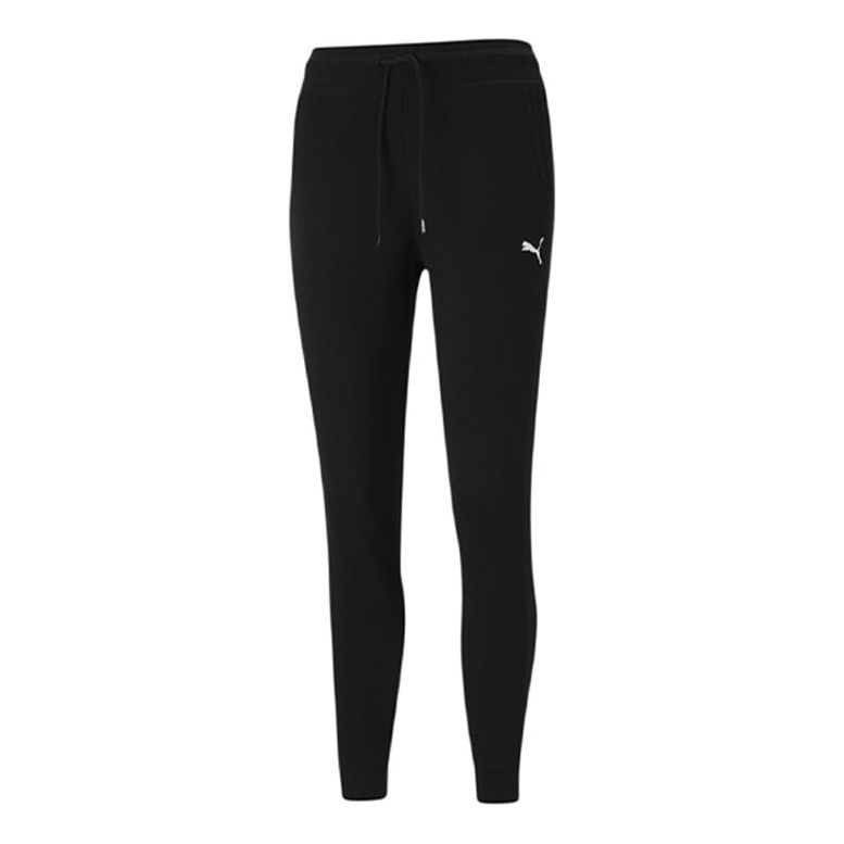 (WMNS) PUMA Style Cat Drawstring Casual Sports Knit Trousers Black 587165-01