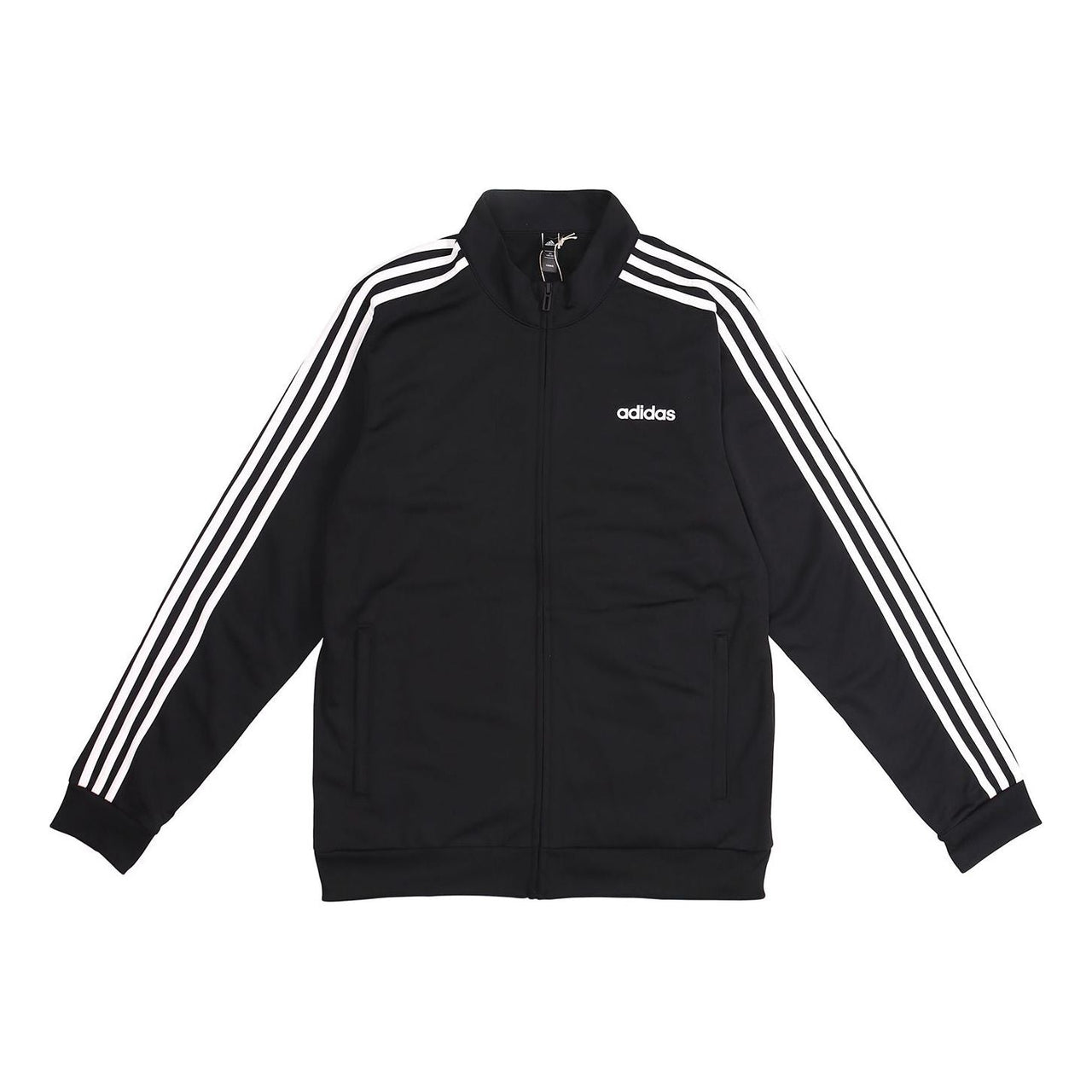 adidas Knit Stand Collar Loose Windproof Sports Logo Jacket Black DQ3070
