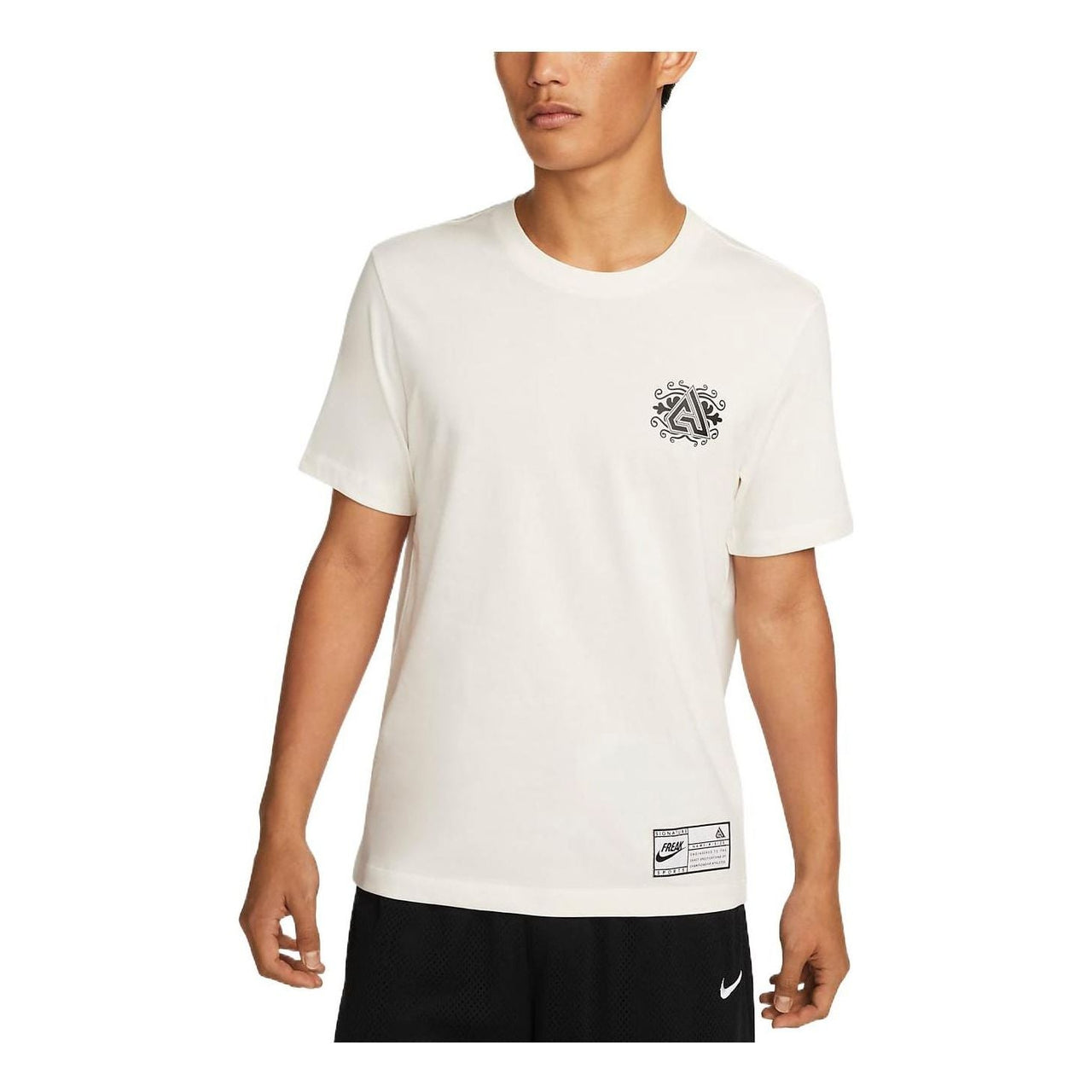 Men's Nike Geometry Printing Round Neck Short Sleeve White T-Shirt DR7634-133