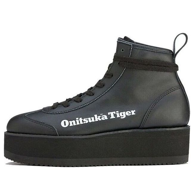 (WMNS) Onitsuka Tiger Delegation Chunk High Top Shoes 'Black Faux Fur' 1183B675-001