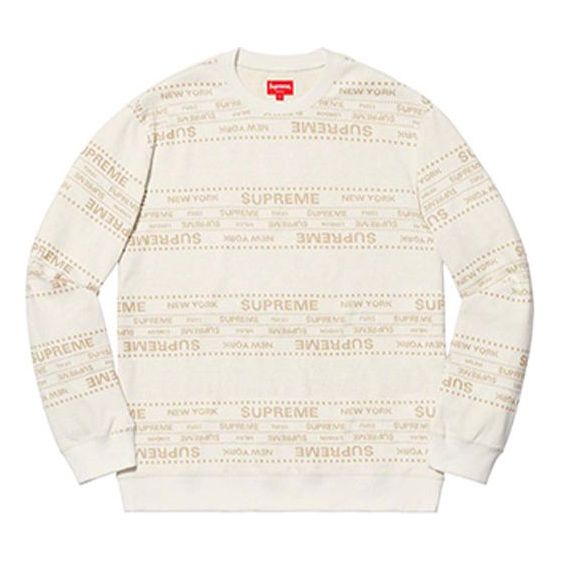 Supreme Metallic Jacquard Crewneck 'White' SUP-SS19-643
