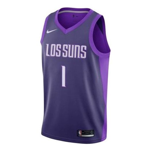 Nike NBA City Version Phoenix Suns Devin Booker 1 Retro Basketball Jersey Vest Purple 912143-566