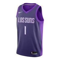 Nike NBA City Version Phoenix Suns Devin Booker 1 Retro Basketball Jersey Vest Purple 912143-566