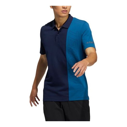 adidas Casual Breathable Sports Short Sleeve Polo Shirt Blue GN7589