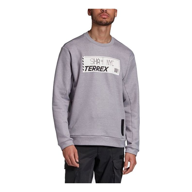 adidas Terrex Outdoor Solid Color Alphabet Pullover Gray GF0040