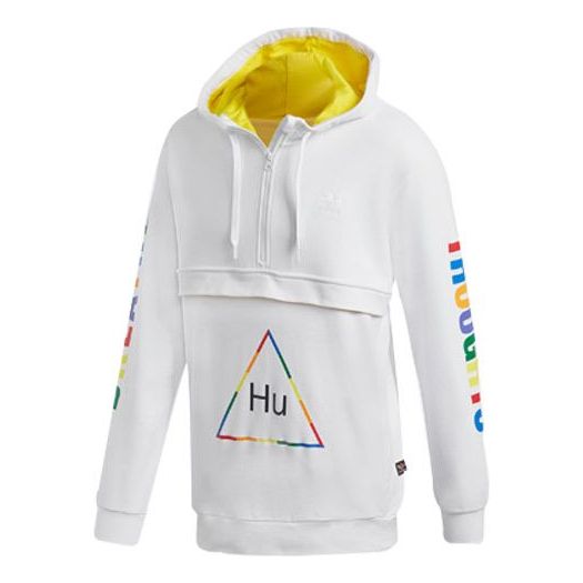 adidas originals x Crossover Printing Half Zipper hooded Casual Sports White FR9069