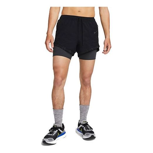 Men's Nike Solid Color Logo Splicing Straight Sports Shorts Black DQ4771-010