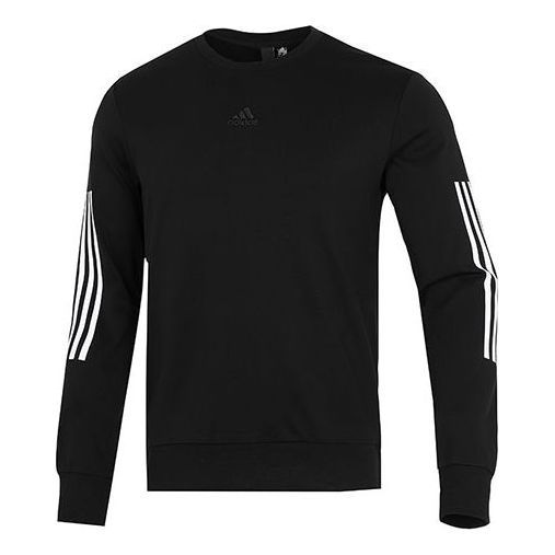 Men's adidas Cny Gfx Crew2 Limited Back Printing Stripe Sports Round Neck Pullover Black HC0264