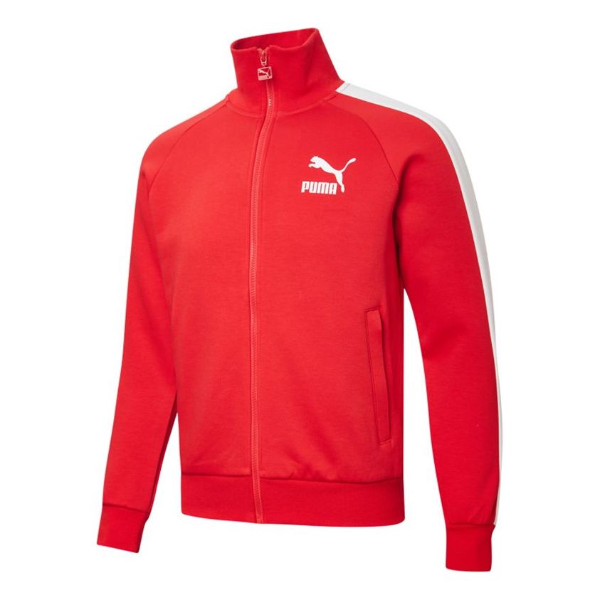 Men's PUMA Logo Pattern Zipper Knit Jacket Red 531377-11