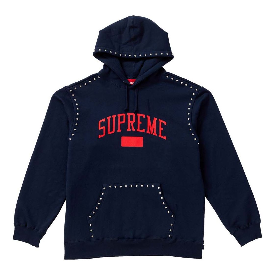Supreme FW18 Studded Hooded Sweatshirt Navy Logo SUP-FW18-592