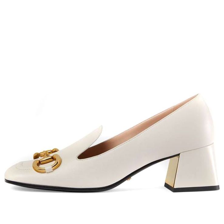 (WMNS) Gucci Low-heel Pump with Horsebit 'White Leather' 658268-1W600-9022