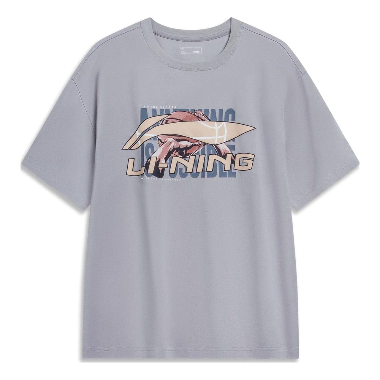 Li-Ning Essential Basketball Logo T-shirt 'Grey' AHST595-4