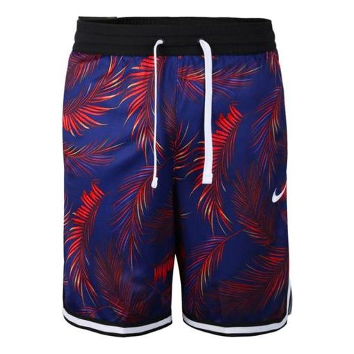 Nike Flowers Logo Printing Drawstring Basketball Shorts Blue AR1322-590