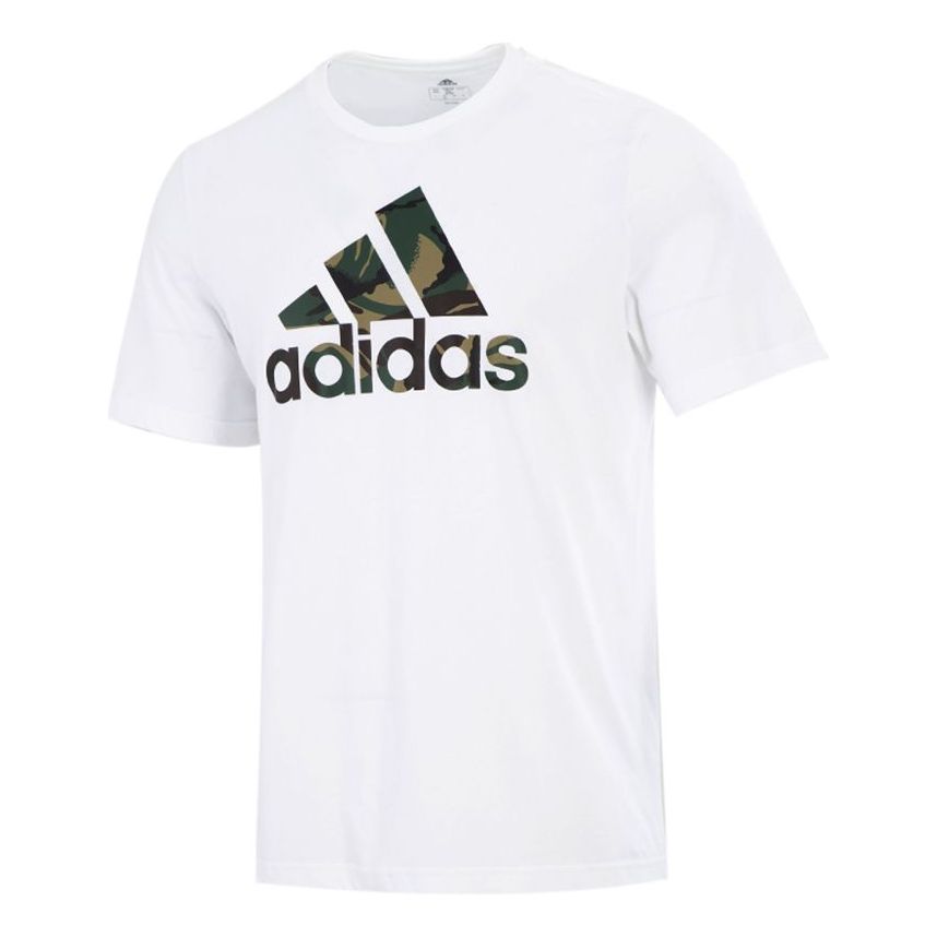 adidas Camo T Camouflage Logo Printing Sport Short Sleeve Men's White GV5237