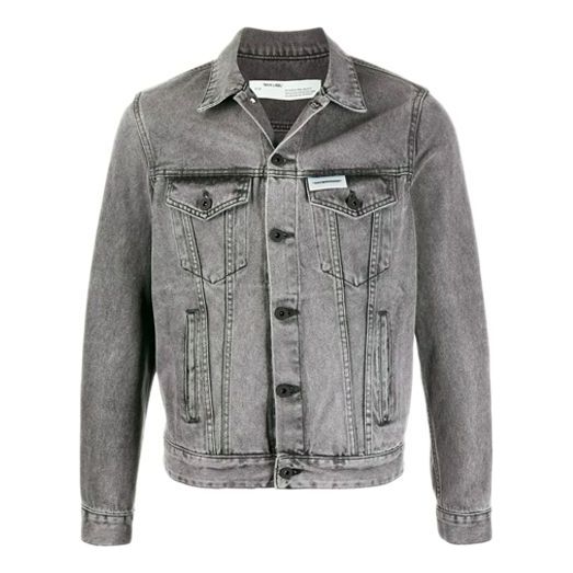 Men's Off-White Arrow Denim Jacket Gray OMKY002R20E540200810