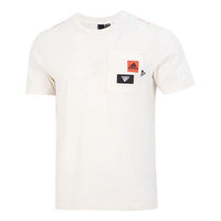 Men's adidas Solid Color Logo Printing Pocket Athleisure Casual Sports Round Neck Short Sleeve White T-Shirt HM2961