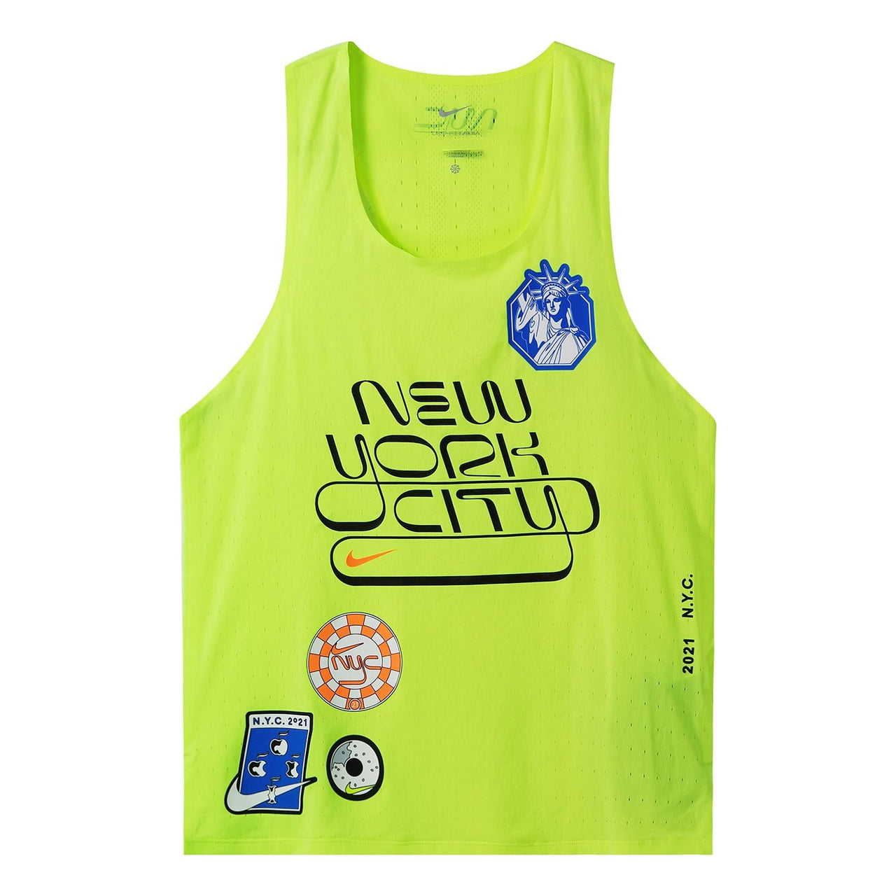 Men's Nike Dri-Fit ADV Aeroswift Logo Badge Pattern Quick Dry Breathable Sports Running Fluorescence Yellow Vest DN7461-702