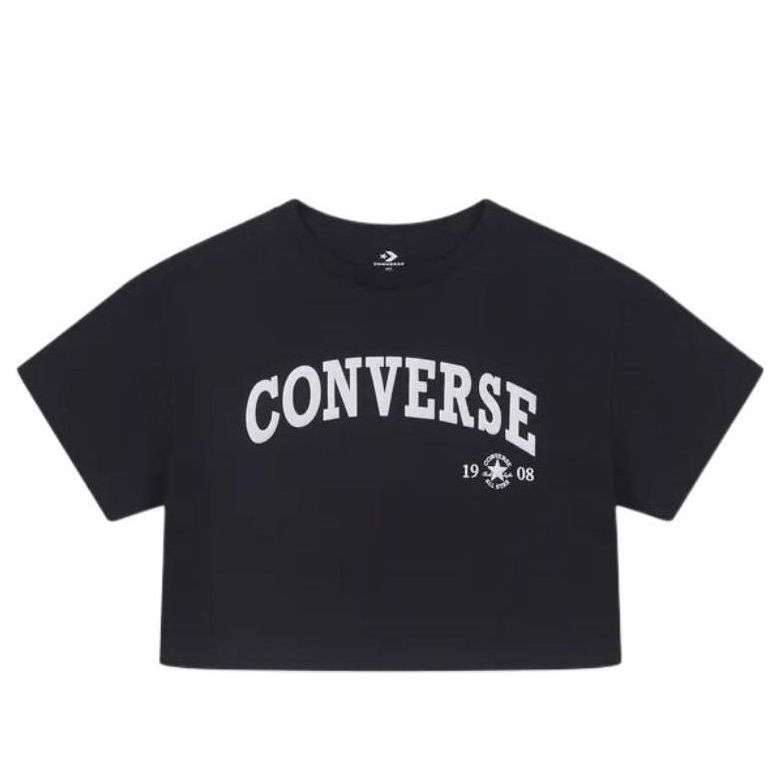 (WMNS) Converse Retro Chuck Cropped T-Shirt 'Black' 10026367-A02