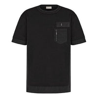 Men's DIOR x Sacai Crossover FW21 Large Cotton Short Sleeve Black T-Shirt 213J669A0554-C989