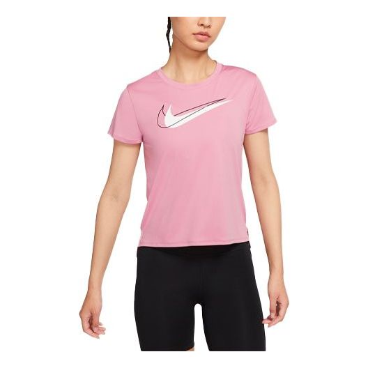 (WMNS) Nike Dri-FIT Swoosh Run Logo Printing Round-neck Pink DD4899-630