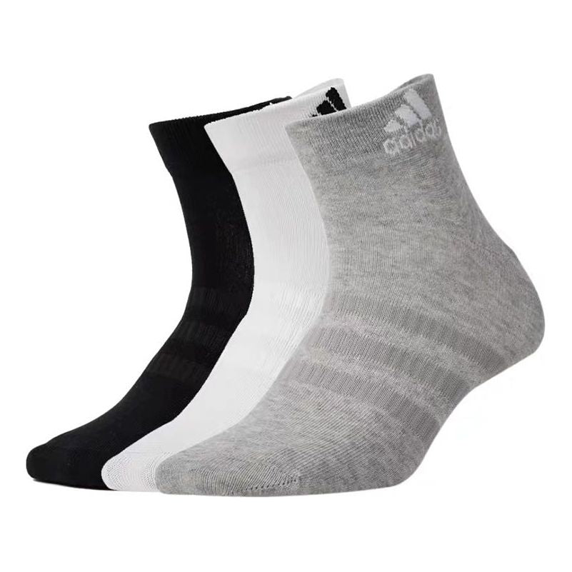 adidas Breathable Sports Short Basketball Socks Black/White/Grey DZ9434
