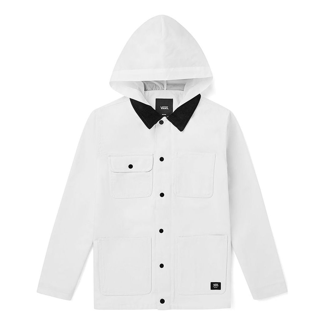 Men's Vans Solid Color Multiple Pockets Cargo Jacket White VN0A3W2GWHT