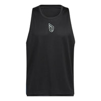 Men's adidas Lillard Logo Printing Stripe Basketball Sports Black Vest HF1729