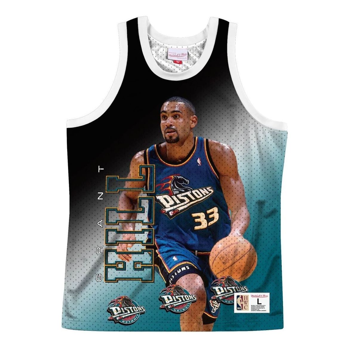 Mitchell & Ness x NBA Detroit Pistons Behind The Back Jersey 'Grant Hill 33' MSTKMI19002-DPIWHITGHI