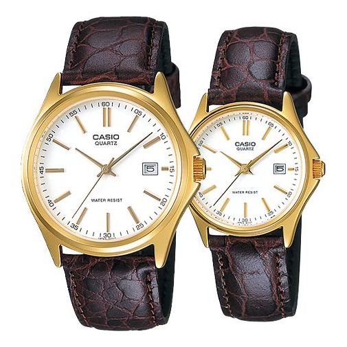 CASIO ENTICER&VINTAGE Series Vintage Gold/Black Couple White Analog MTP-1183Q-7A&LTP-1183Q-7A