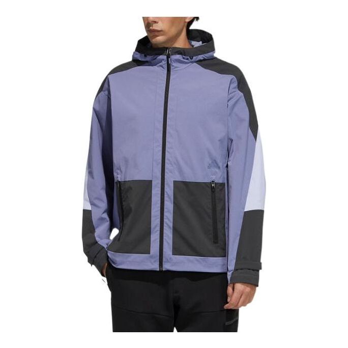 adidas Colorblock Hooded Jacket Purple H40226