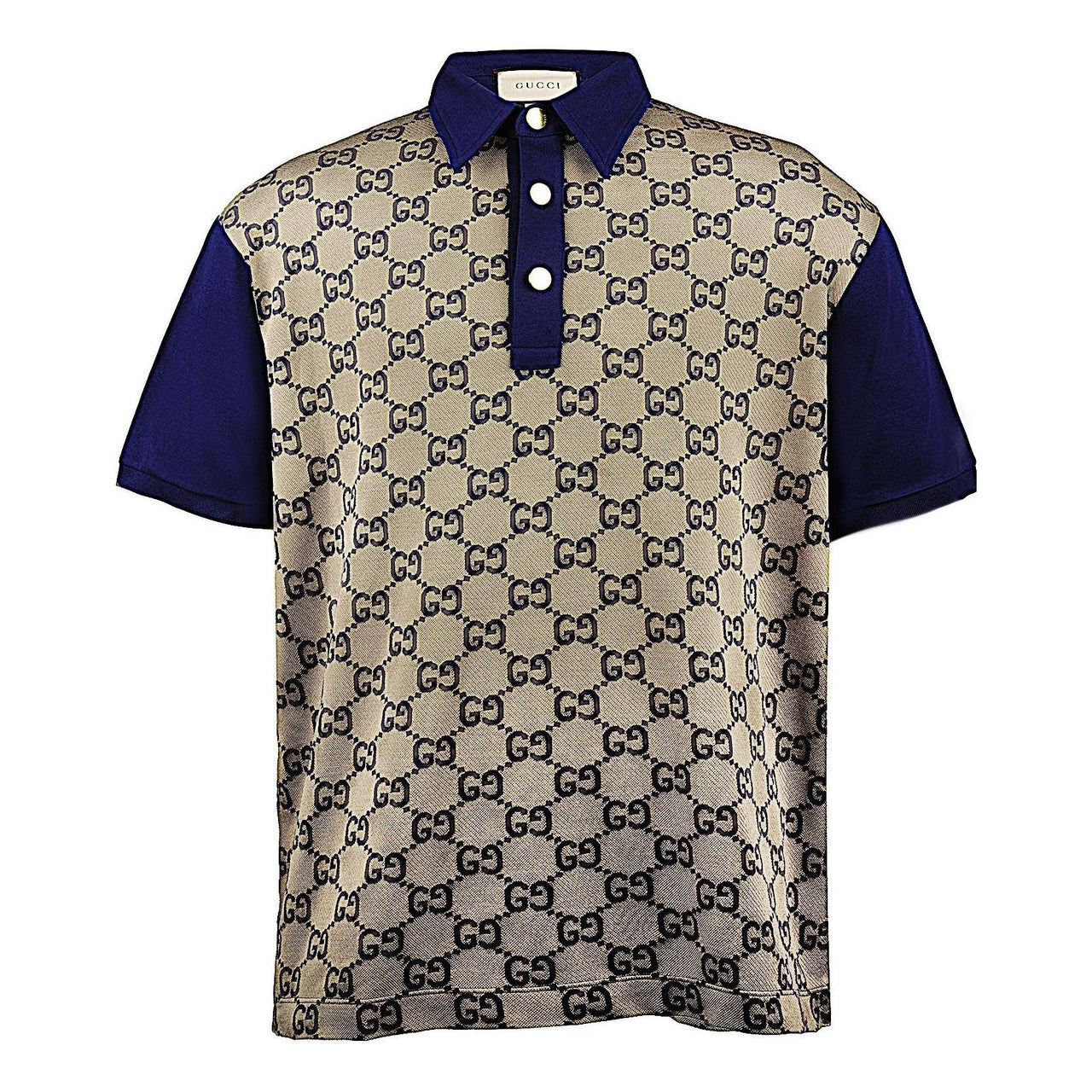 Gucci Maxi GG Silk Cotton Polo 'Beige Blue' 682015-XJD1-F2480